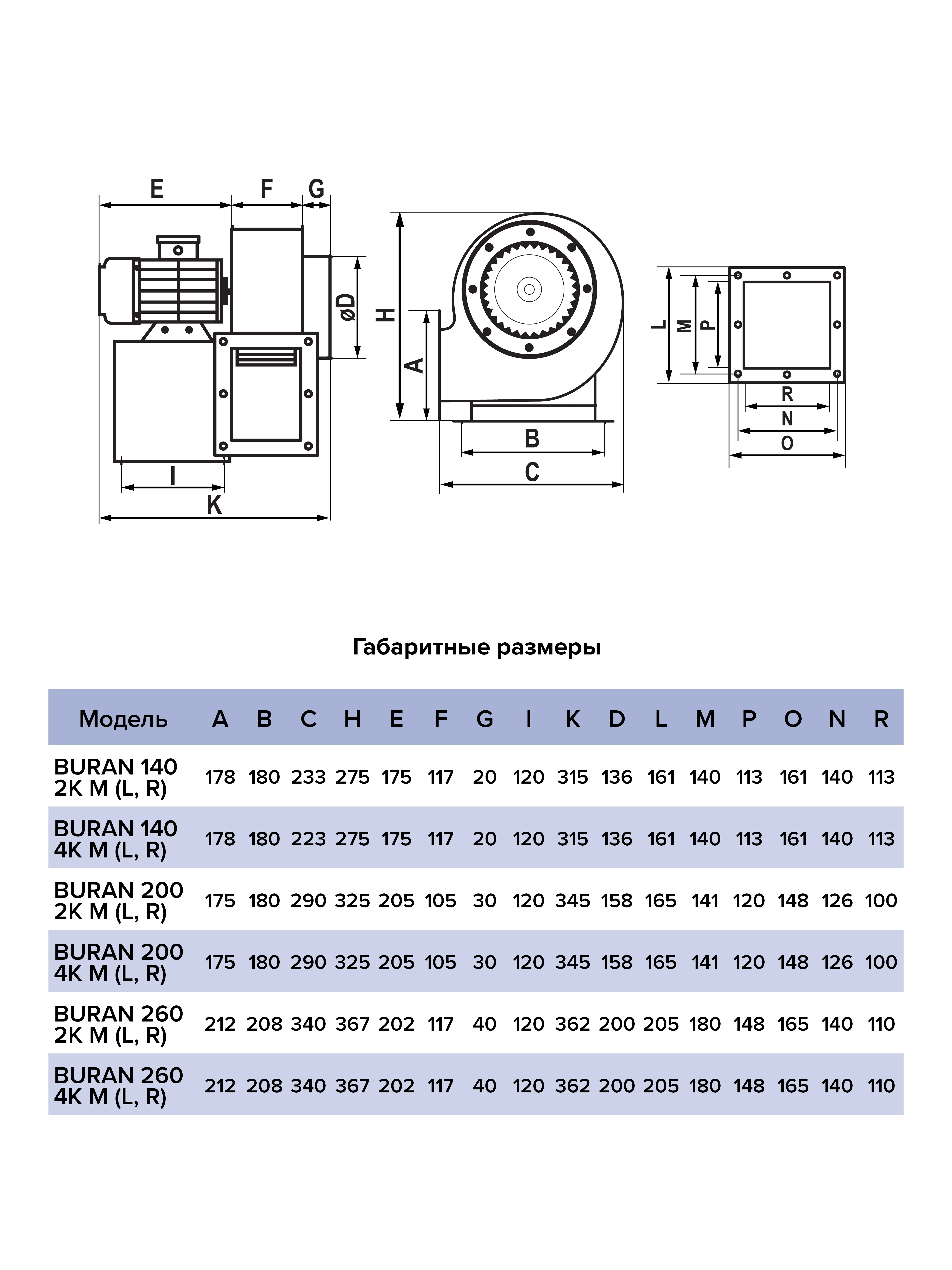 Вентилятор радиальный BURAN 200 220V Пр0 2полюс ERA PRO